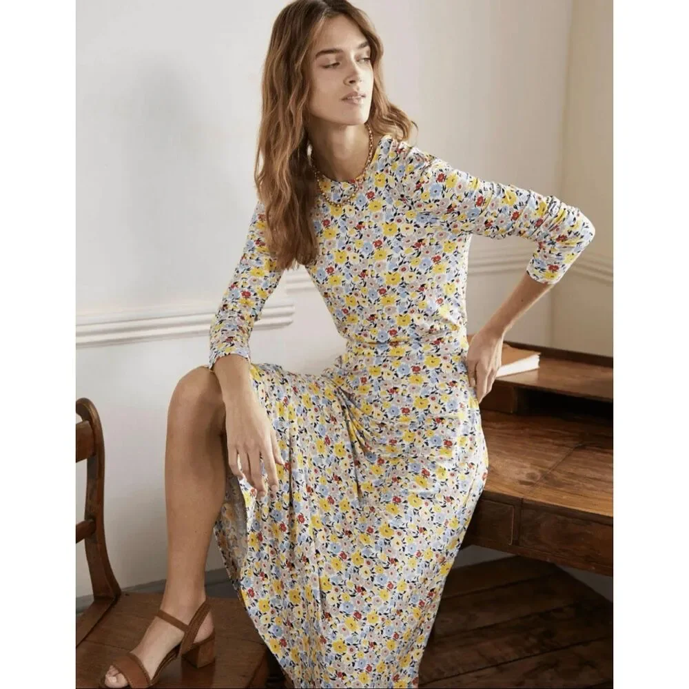 Boden Floral Midi Dress NWT US 6 EcoVero Viscose Spring Cottagecore